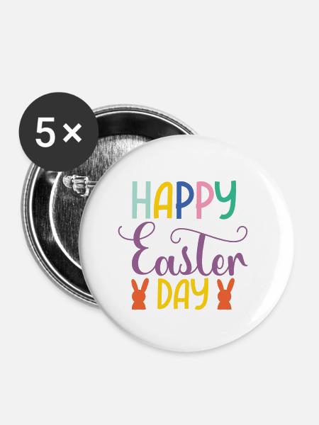Happy Easter Day - Buttons klein 25 mm (5er Pack) - Weiß