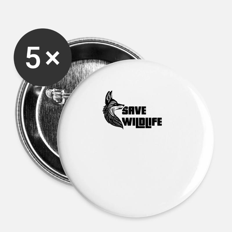 Save wildlife - Buttons klein 25 mm (5er Pack) - Weiß
