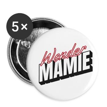 Wonder mamie, cadeau pour les super grand-mères - Lot de 5 petits badges (25 mm) - blanc - Devant