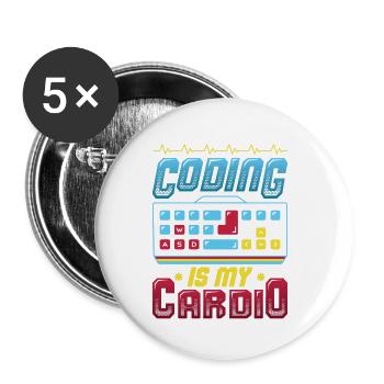 Kodierung Ist Meine Kardio, Code Programmierer - Buttons klein 25 mm (5er Pack) - Weiß - Vorne