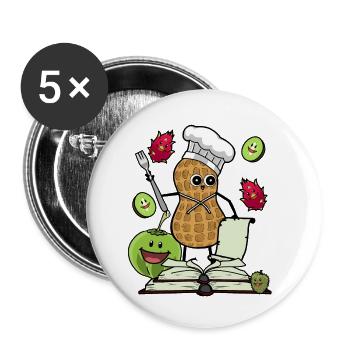 Cacahuète Cuisson Vitamines Fruits Cuisine Cuisine saine - Lot de 5 petits badges (25 mm) - blanc - Devant