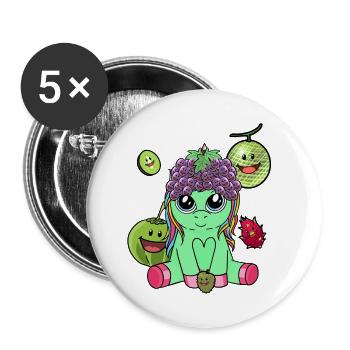 Créature mythique Licorne Fruits exotiques Fruits Vitamines - Lot de 5 petits badges (25 mm) - blanc - Devant