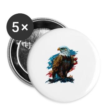 Libres à cause de leur sacrifice Chauve américain - Lot de 5 petits badges (25 mm) - blanc - Devant