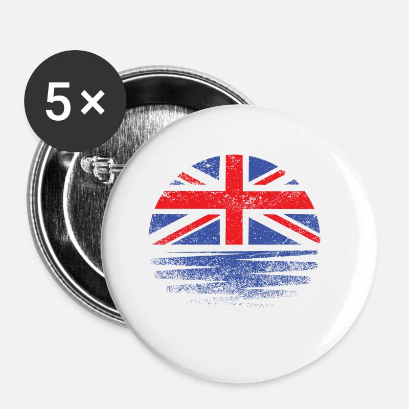 Vintage British Sunset - Buttons klein 25 mm (5er Pack) - Weiß