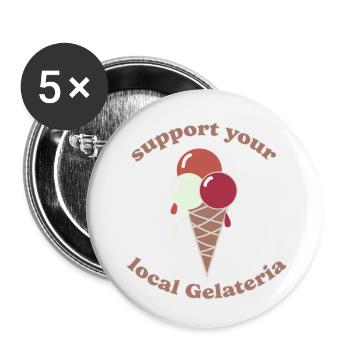 Support you local Gelateria - Buttons small 1''/25 mm (5-pack) - white - Front