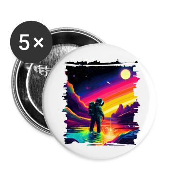 Outer Space Art Aquarell tropfender Raumfahrer - Buttons klein 25 mm (5er Pack) - Weiß - Vorne