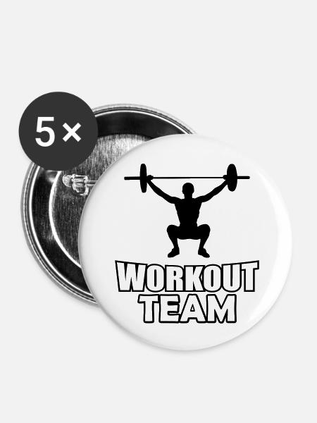 Workout Team - Buttons klein 25 mm (5er Pack) - Weiß