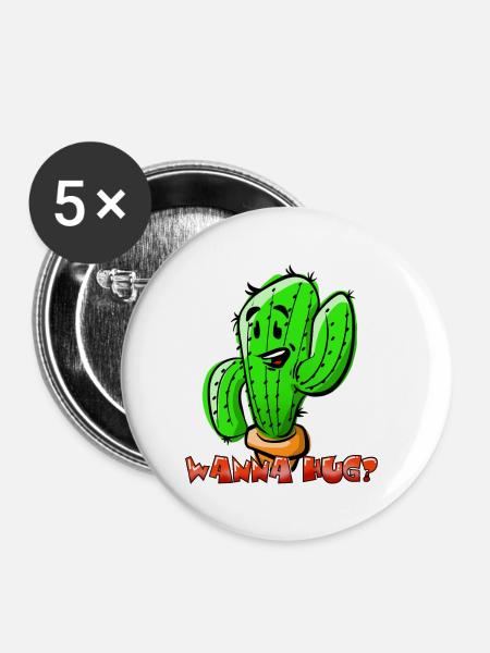 Cactus wanna Hug - Buttons klein 25 mm (5er Pack) - Weiß