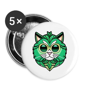 Cute little cat head - Buttons small 1''/25 mm (5-pack) - white - Front