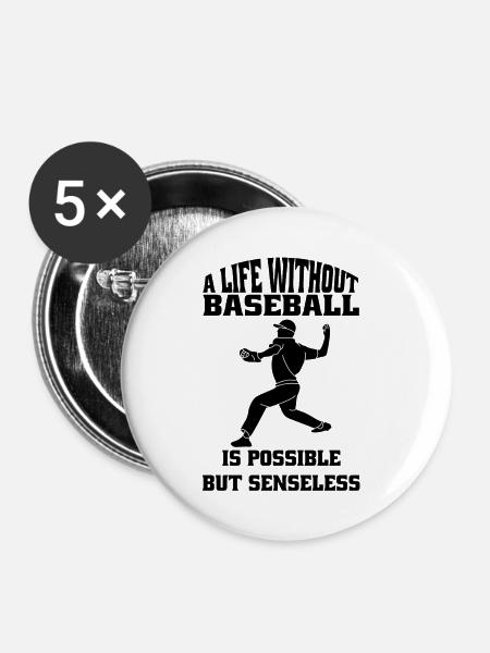 Baseball Baseballspieler Baseballteam Baseballer - Buttons klein 25 mm (5er Pack) - Weiß
