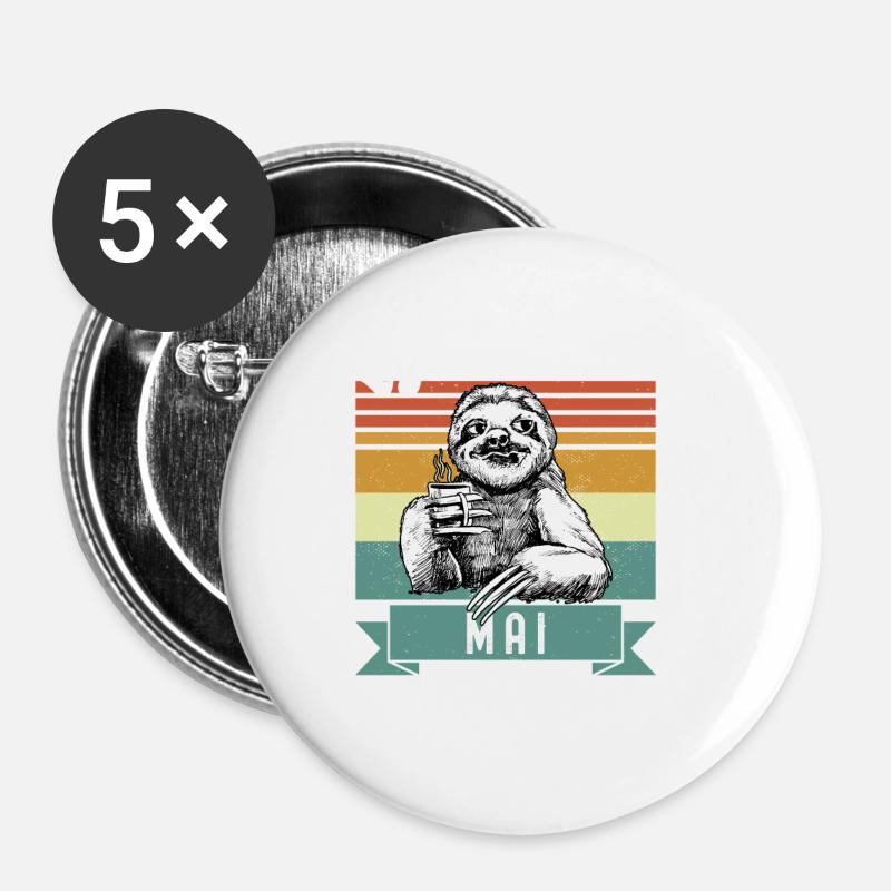 Faultier Legendär seit Mai 2010 Geburtstag - Buttons klein 25 mm (5er Pack) - Weiß