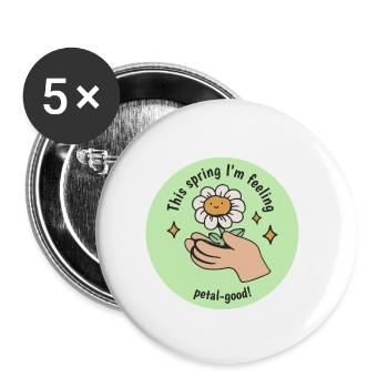 Ce printemps, je me sens bien aux pétales! Printemps de floraison - Lot de 5 petits badges (25 mm) - blanc - Devant