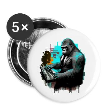 Der Gorilla-Musiker - Buttons klein 25 mm (5er Pack) - Weiß - Vorne