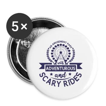 AN AMUSEMENT PARK WITH ADVENTUROUS AND SCARY RIDES - Buttons small 1''/25 mm (5-pack) - white - Front