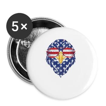 July 4 Bald Eagle Patriotic American - Buttons small 1''/25 mm (5-pack) - white - Front