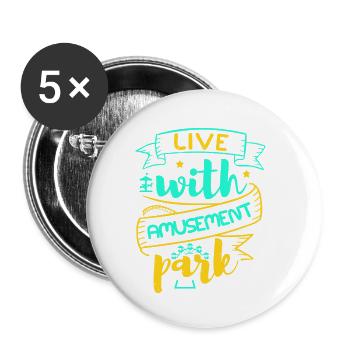 LIVE WITH AMUSEMENT PARK - Buttons small 1''/25 mm (5-pack) - white - Front