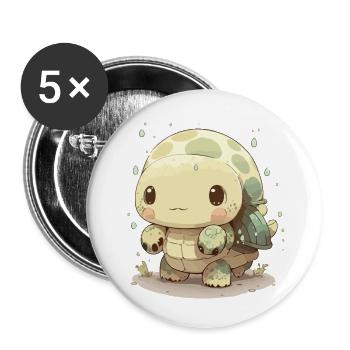 Mouka the little turtle - Buttons small 1''/25 mm (5-pack) - white - Front