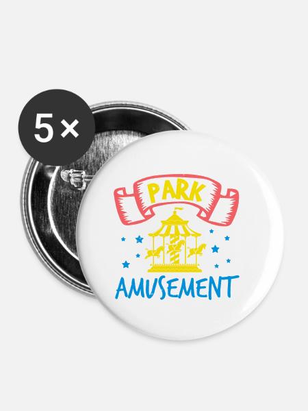 VERGNÜGUNGEN IM PARK - Buttons klein 25 mm (5er Pack) - Weiß