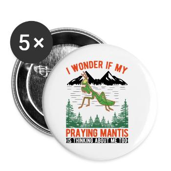 Gottesanbeterin Geschenk Mantis Fangschrecke - Buttons klein 25 mm (5er Pack) - Weiß - Vorne
