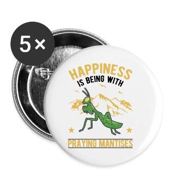 Gottesanbeterin Mantis Fangschrecke - Buttons klein 25 mm (5er Pack) - Weiß - Vorne