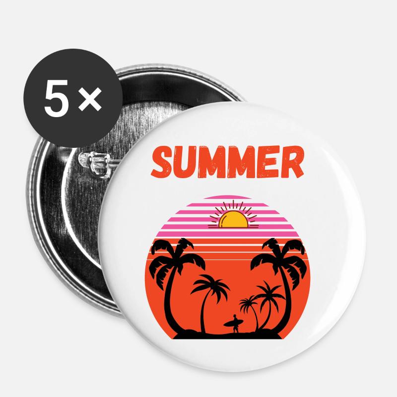 Summer - Buttons small 1''/25 mm (5-pack) - white