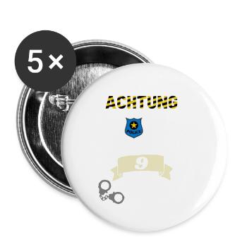 Polizei - 9. Geburtstag, für alle Polizeifans - Buttons klein 25 mm (5er Pack) - Weiß - Vorne