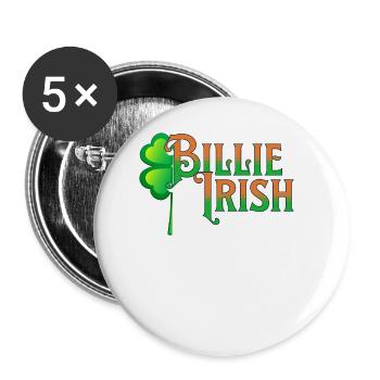 Billie Irish - St. Patricks Day - Paddy's Day - Buttons klein 25 mm (5er Pack) - Weiß - Vorne