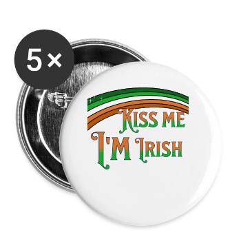 Kiss me Im Irish - Saint Patricks day Paddy's Day - Buttons klein 25 mm (5er Pack) - Weiß - Vorne