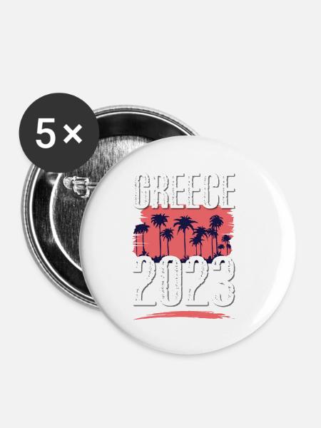 Greece 2023 - Buttons klein 25 mm (5er Pack) - Weiß