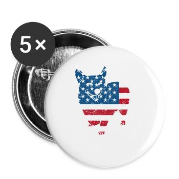 Corgi 4 juillet chiot patriotique amoureux des chiens - Lot de 5 petits badges (25 mm) - blanc - Devant