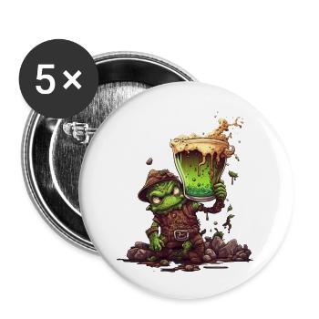 Funny Creepy Beer Monster - Buttons small 1''/25 mm (5-pack) - white - Front