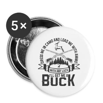 Jagen Jagdspruch & Jäger Geschenkidee - Buttons klein 25 mm (5er Pack) - Weiß - Vorne