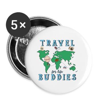 Copains de voyage pour la vie Design Funny Matching Trip - Lot de 5 petits badges (25 mm) - blanc - Devant