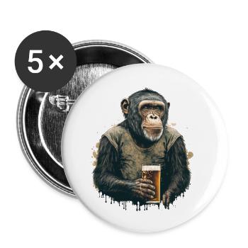 Schimpanse Bier Cool Illustration - Buttons klein 25 mm (5er Pack) - Weiß - Vorne