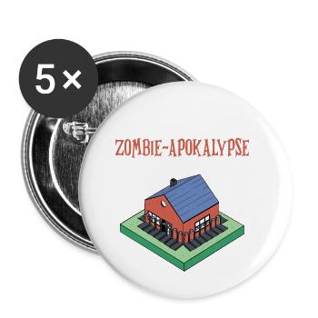 Lustiges Zombie Apokalypse Survival Meme - Buttons klein 25 mm (5er Pack) - Weiß - Vorne