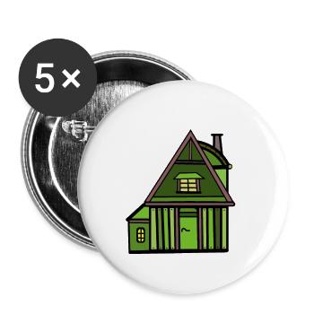 Haus Hütte Natur Naturliebhaber wohnen Immobilie - Buttons klein 25 mm (5er Pack) - Weiß - Vorne
