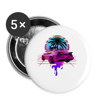Retro Wave Sports Car 80s Vaporwave - Buttons small 1''/25 mm (5-pack) - white - Front