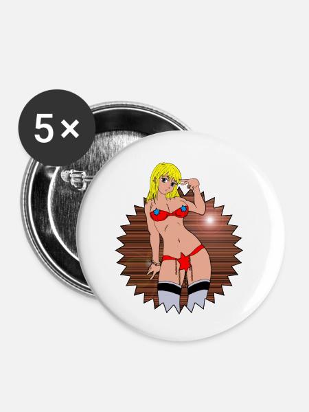 Festlicher Bikini - Buttons klein 25 mm (5er Pack) - Weiß