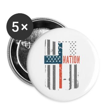 Une nation sous le drapeau américain - Lot de 5 petits badges (25 mm) - blanc - Devant