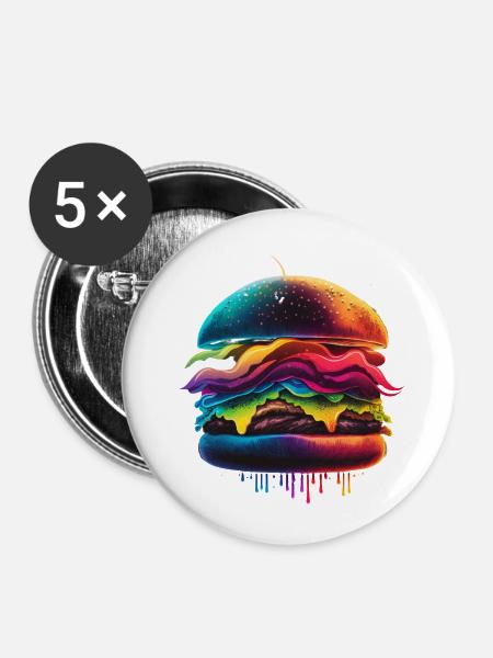 BURGER SPECK CHEDDAR - Buttons klein 25 mm (5er Pack) - Weiß