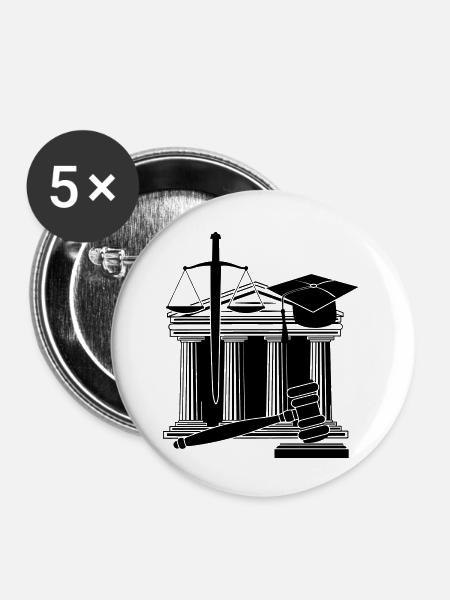 Logo des Gerichts - Buttons klein 25 mm (5er Pack) - Weiß