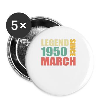 73. Geburtstag März Jahrgang 1950 Geschenkidee - Buttons klein 25 mm (5er Pack) - Weiß - Vorne