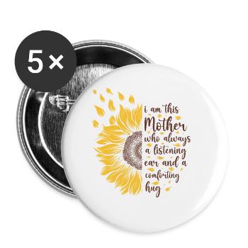 I Am This Mother Motivational Sunflower Geschenk - Buttons klein 25 mm (5er Pack) - Weiß - Vorne