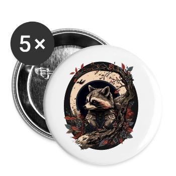 Baka Racoon 6 - Buttons small 1''/25 mm (5-pack) - white - Front