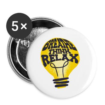 Breathing Thinking Relax National Stress Awareness - Buttons small 1''/25 mm (5-pack) - white - Front