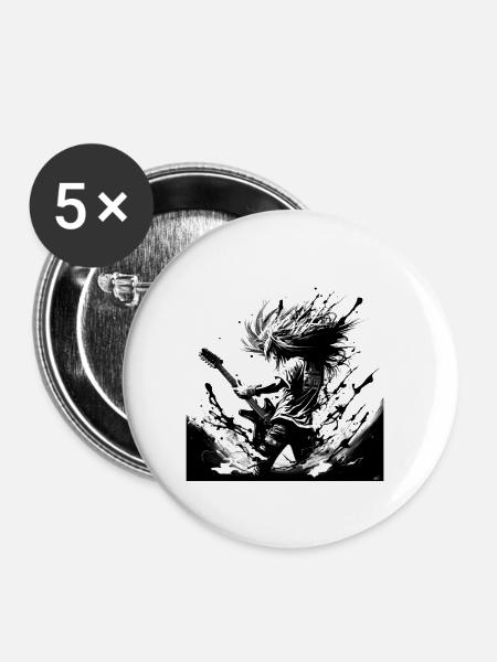 Guitar Player - Buttons klein 25 mm (5er Pack) - Weiß