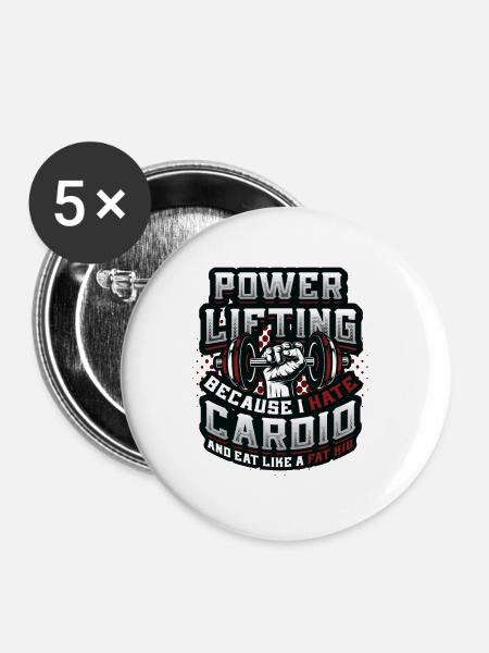 Funny Power Lifting Gewichtheben - Buttons klein 25 mm (5er Pack) - Weiß