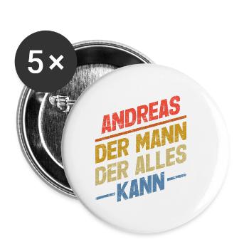 Andreas Der Mann Der Alles Kann Vorname Andreas - Buttons klein 25 mm (5er Pack) - Weiß - Vorne