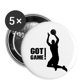 basketball - Buttons klein 25 mm (5er Pack) - Weiß - Vorne