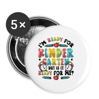 Bereit Für Den Kindergarten - Buttons klein 25 mm (5er Pack) - Weiß - Vorne